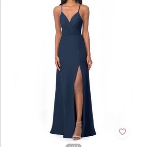 Azazie Navy Everleigh Dress